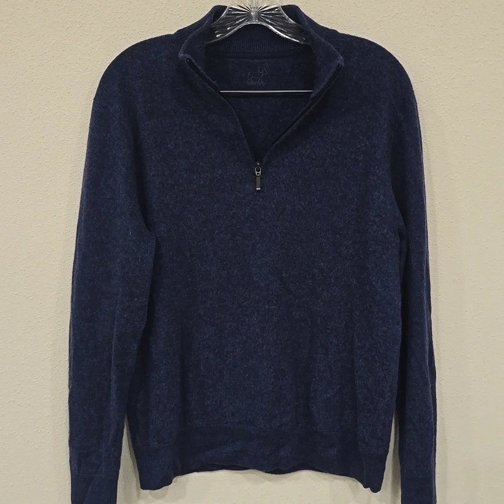 Enzo Merino Wool Quarter Zip All Season Relaxed Fit Pullover Sweater sz M